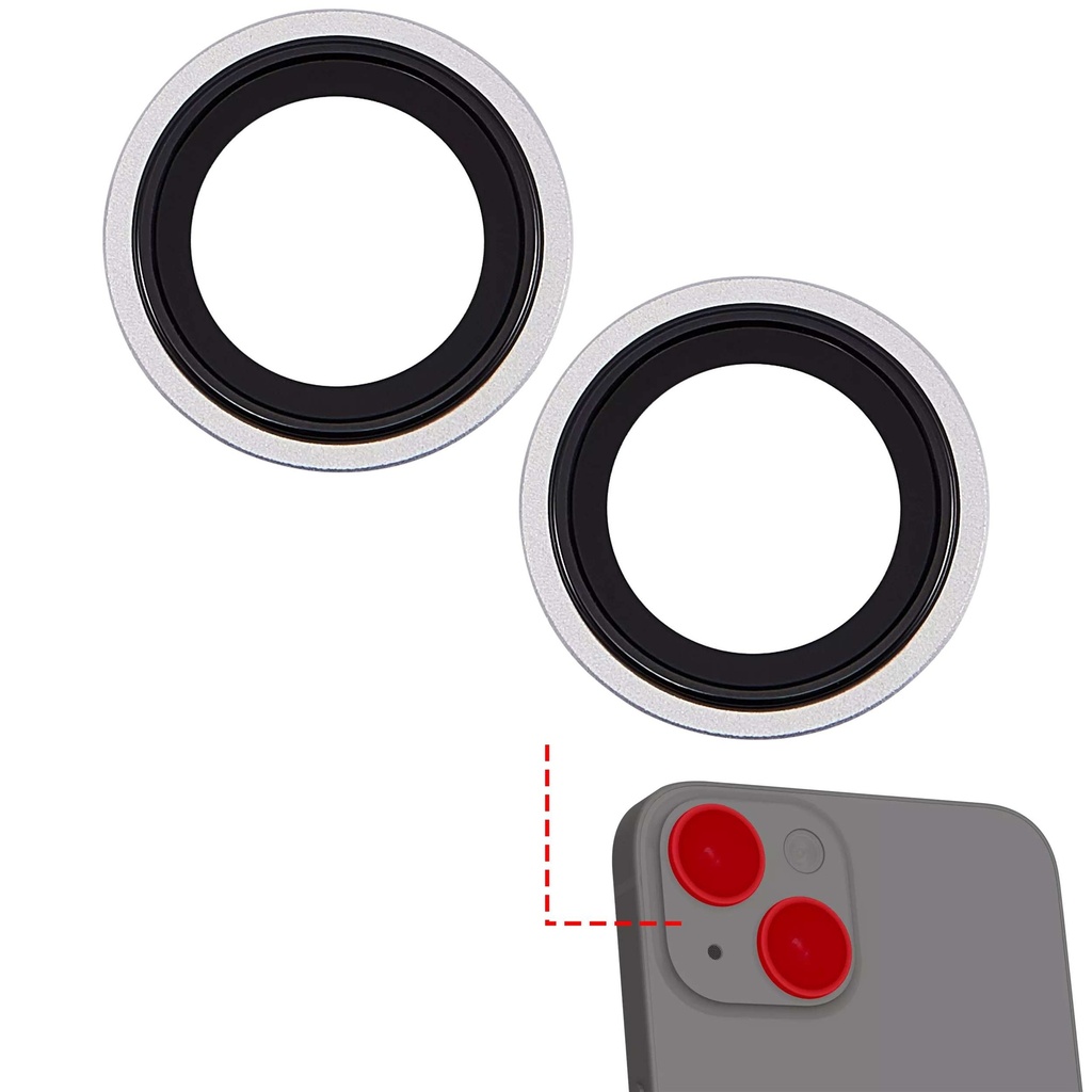 Protection caméra compatible iPhone 14 - 14 Plus Apple - Casper - Argent