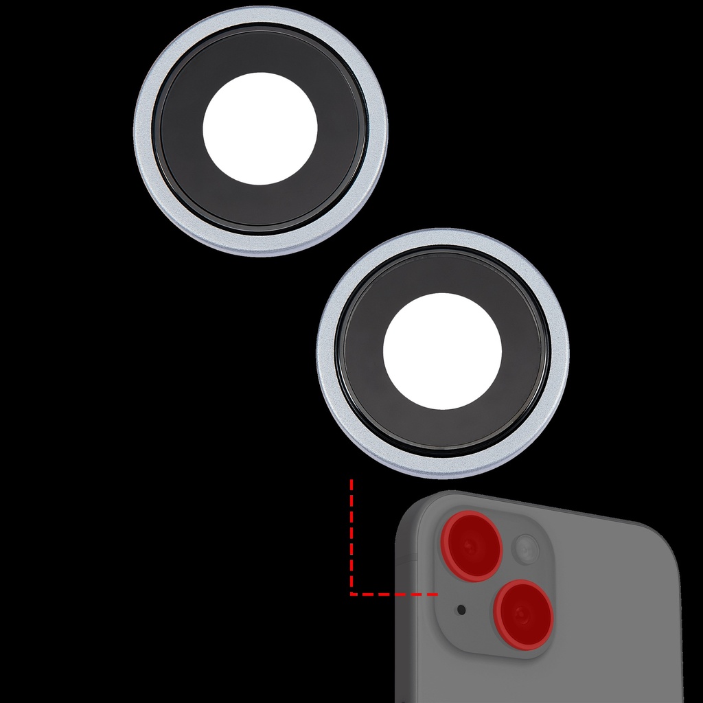 Lentille caméra arrière avec support Compatible IPhone 15 / 15 Plus - Premium - Bleu - 2 pièces