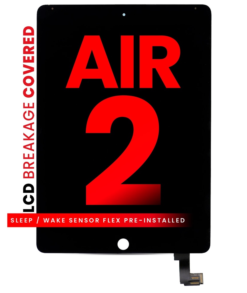 Bloc écran LCD et tactile pour iPad Air 2 (Nappe smart cover pré-installée) - XO7 - Noir