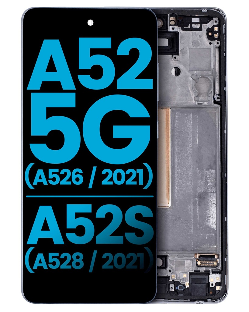Bloc écran LCD avec châssis - sans capteur d'empreintes digitales compatible Samsung Galaxy A52 5G A526 2021 - A52S A528 2021 - Aftermarket : Incell - Awesome White