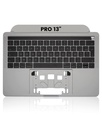 Top case avec clavier AZERTY pour MacBook Pro 13" A1706 - Fin 2016 - Milieu 2017 - Gris