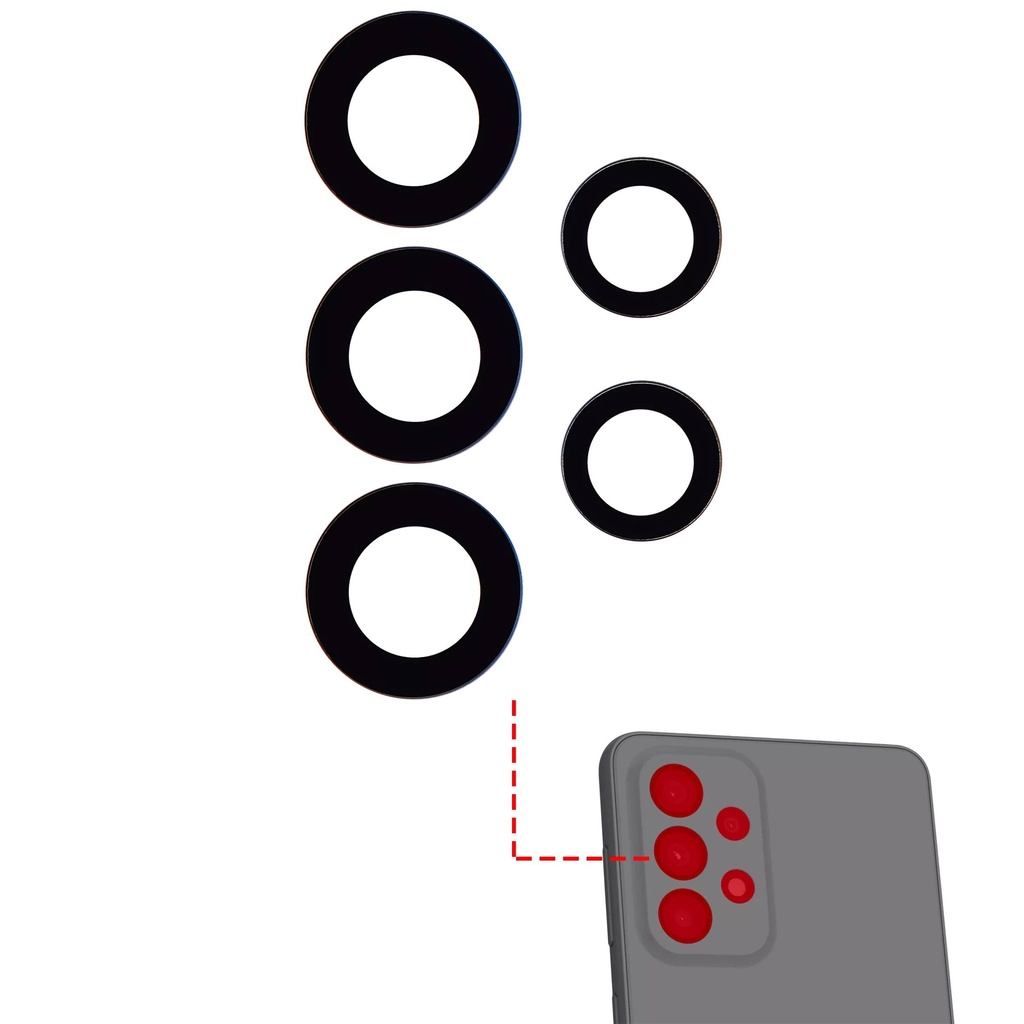 Lot de 10 lentilles caméra arrière - verre seul avec adhésif compatibles SAMSUNG A33 5G - A336 2022