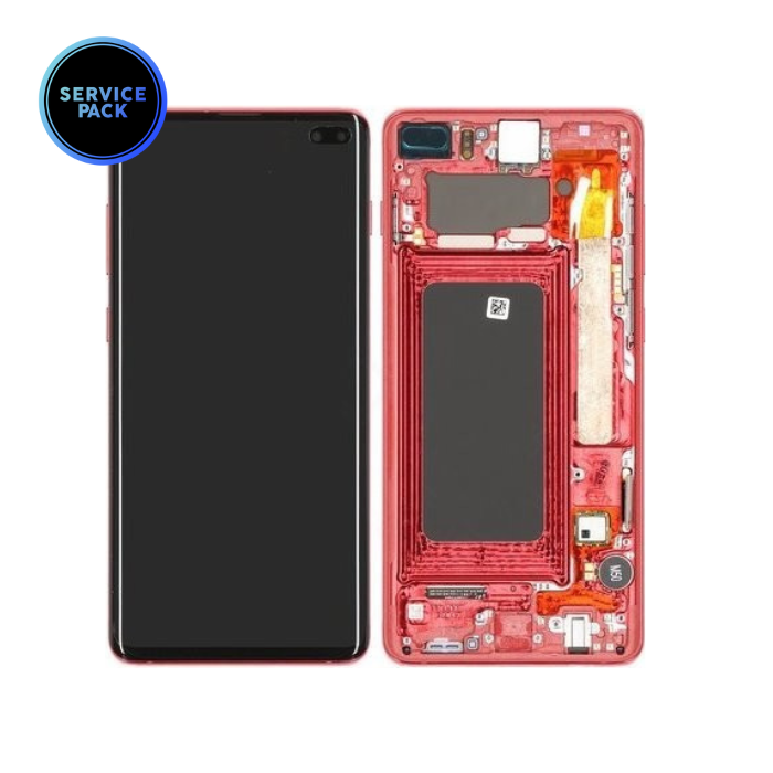 Bloc écran OLED avec châssis pour SAMSUNG S10 Plus - G975F - SERVICE PACK - Rouge