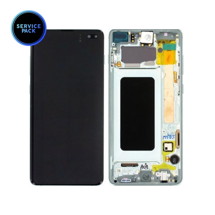 Bloc écran OLED avec châssis pour SAMSUNG S10 Plus - G975F - SERVICE PACK - Vert Prisme