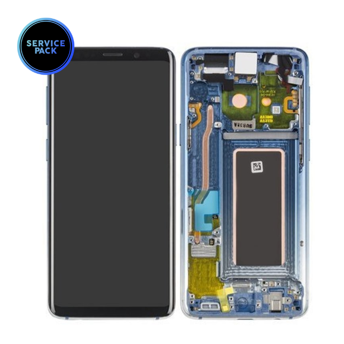 Bloc écran OLED pour SAMSUNG S9 - G960F - SERVICE PACK - Bleu Polaire