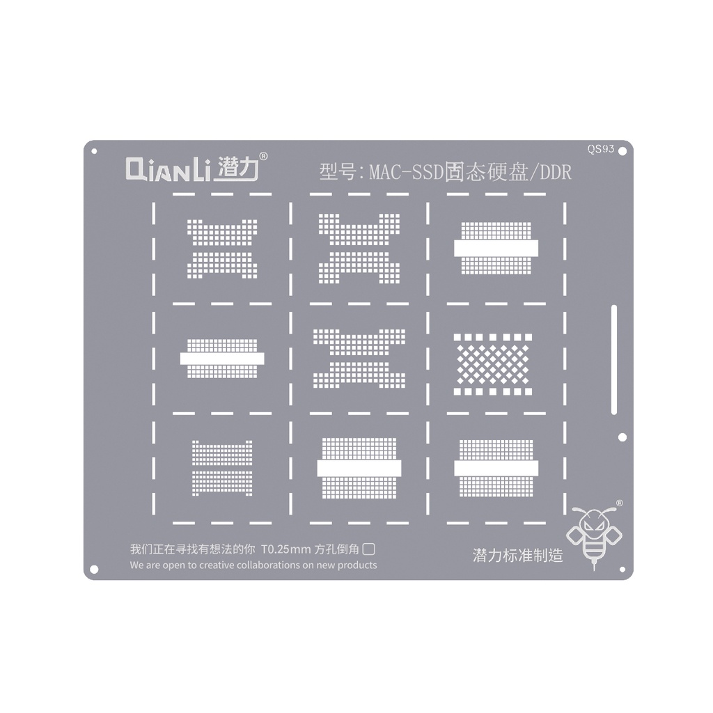 Stencil pochoir de rebillage - MAC-SSD, SSD/DDR - Qianli QS93