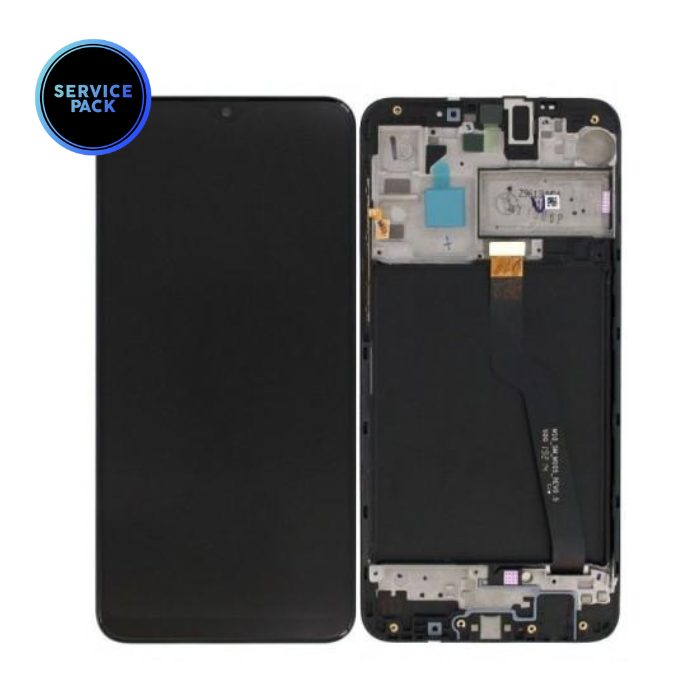 Bloc écran LCD avec châssis pour SAMSUNG A10 - A105 - SERVICE PACK - Noir