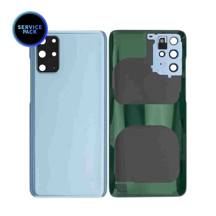 Vitre arrière avec lentille caméra pour SAMSUNG S20 Plus - G985 - Version US - SERVICE PACK - Bleu