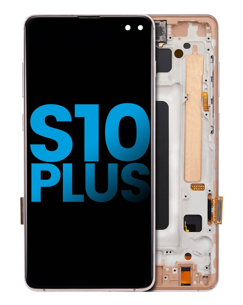 Bloc écran LCD avec châssis - sans capteur d'empreintes digitales - compatible SAMSUNG S10 Plus - Aftermarket Plus - TFT - Flamant Rose