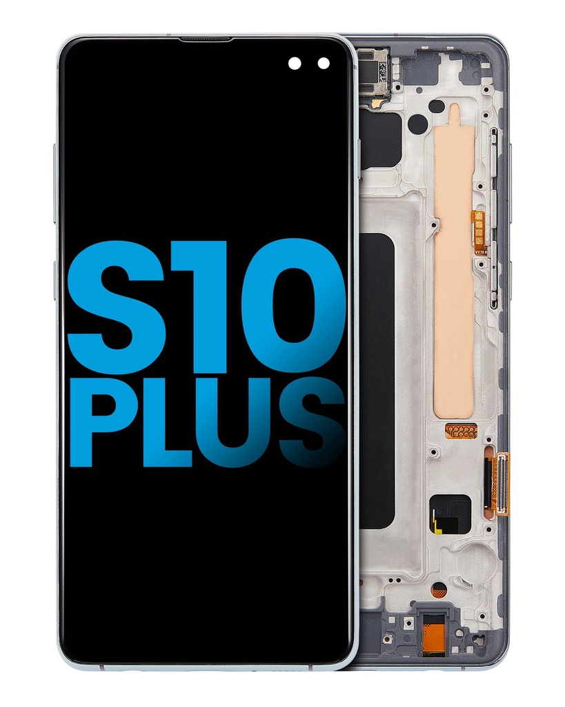 Bloc écran LCD avec châssis - sans capteur d'empreintes digitales - compatible SAMSUNG S10 Plus - Aftermarket Plus - TFT - Vert Prisme