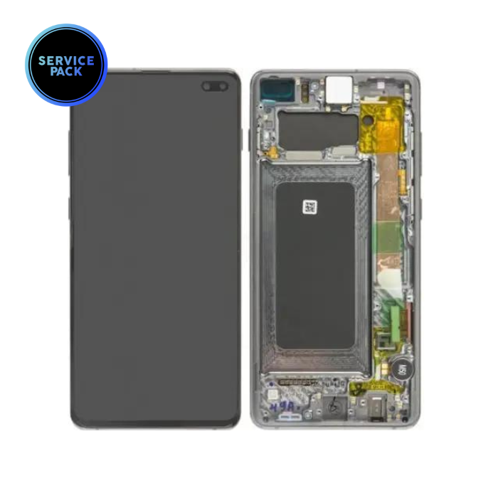 Bloc écran OLED avec châssis pour SAMSUNG S10 Plus - G975F - SERVICE PACK - Noir