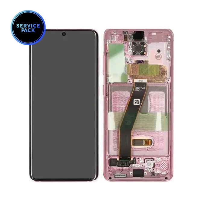 Bloc écran OLED avec châssis pour SAMSUNG S20 5G - G981F - SERVICE PACK - Rose