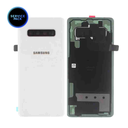 Vitre arrière avec lentille caméra pour SAMSUNG S10 Plus Version US - SERVICE PACK - Blanc céramique