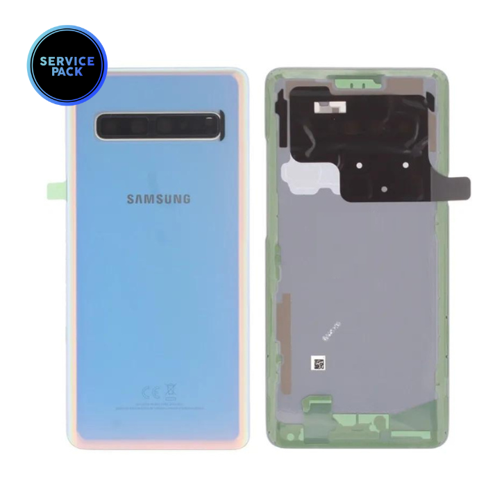 Vitre arrière avec lentille caméra pour SAMSUNG S10 5G - G977 - Version US - SERVICE PACK - Argent