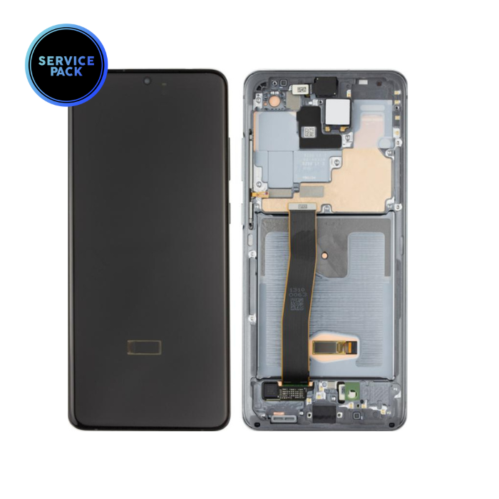 Bloc écran OLED avec châssis pour SAMSUNG S20 Ultra - G988 - SERVICE PACK - Gris