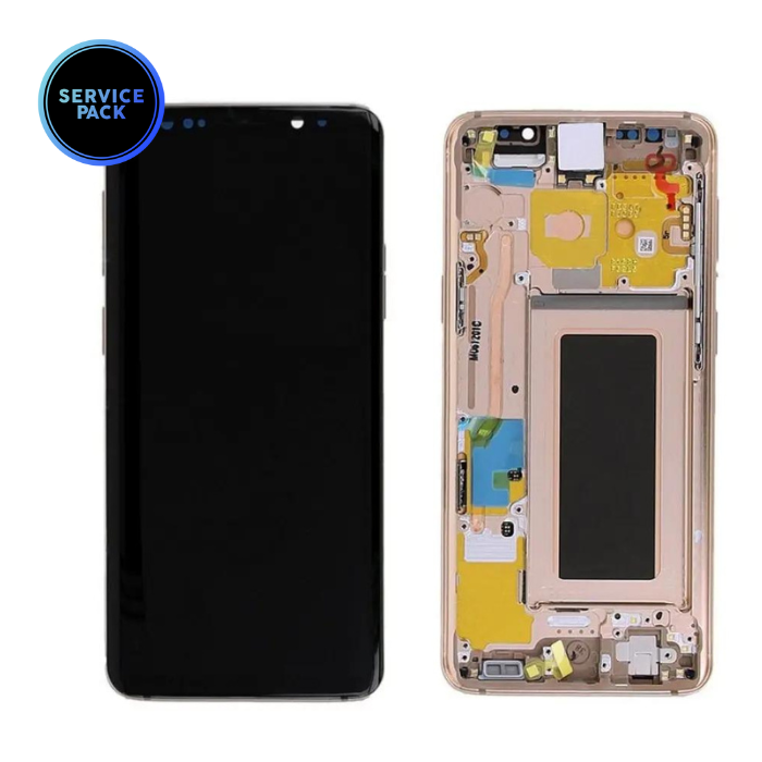 Bloc écran OLED avec châssis pour SAMSUNG S9 - G960F - SERVICE PACK - Or Rose