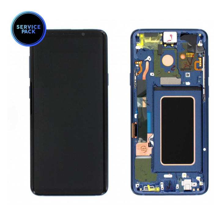 Bloc écran OLED avec châssis pour SAMSUNG S9 Plus - G965F - SERVICE PACK - Bleu