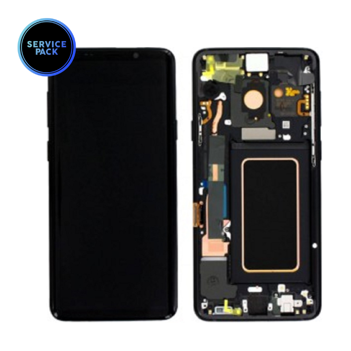 Bloc écran OLED avec châssis pour SAMSUNG S9 Plus - G965F - SERVICE PACK - Noir