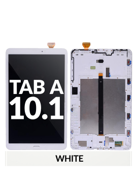 Bloc écran LCD avec châssis compatible SAMSUNG TAB A T580 - T585 - 10.1"-2016  - Reconditionné - Blanc