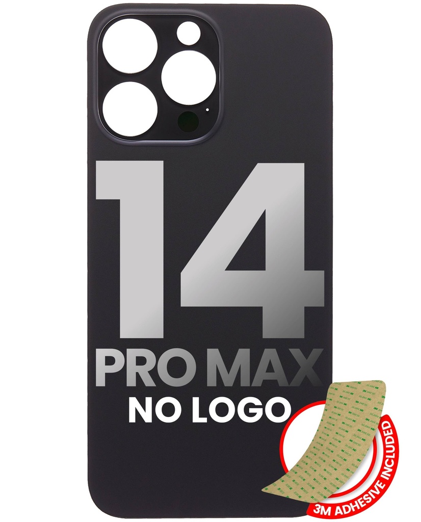 Vitre arrière avec adhésif 3M compatible iPhone 14 Pro Max - Sans Logo - Large Camera Hole - Space Black