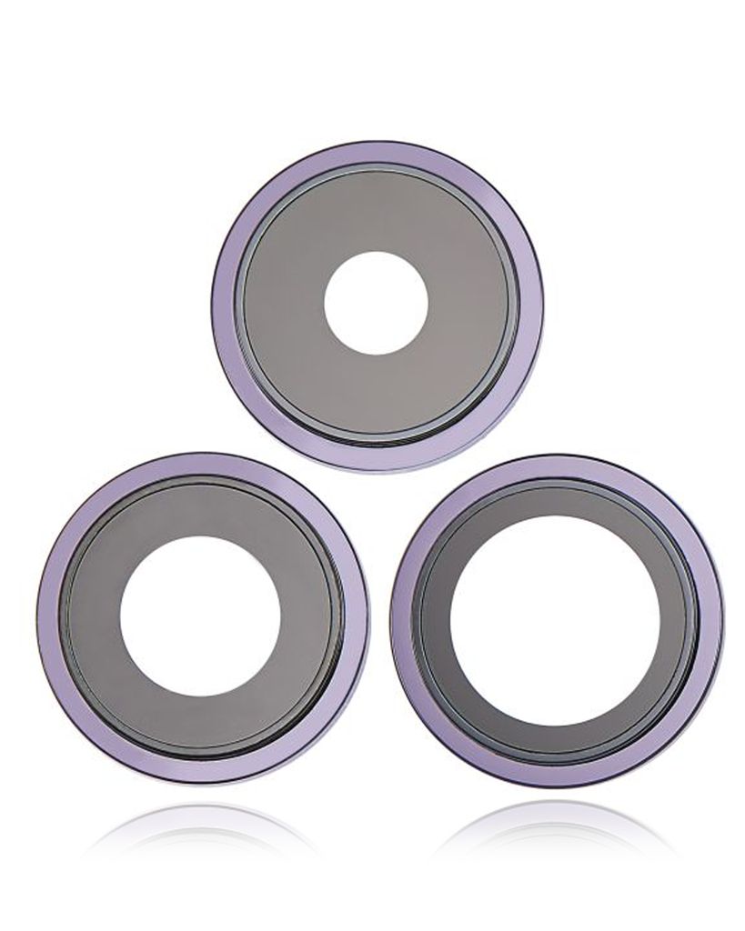 Lentille caméra arrière avec support compatible iPhone 14 Pro et 14 Pro Max - 3 pièces - Aftermarket Plus - Deep Purple