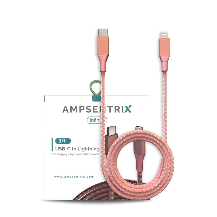 Câble USB-C vers Lightning non-MFI - 1m - Ampsentrix - Infinity - Rose