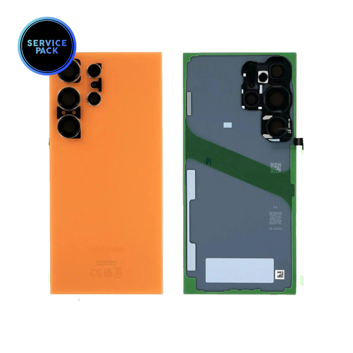 Vitre arrière pour SAMSUNG S24 Ultra - S928 - SERVICE PACK - Orange Titane