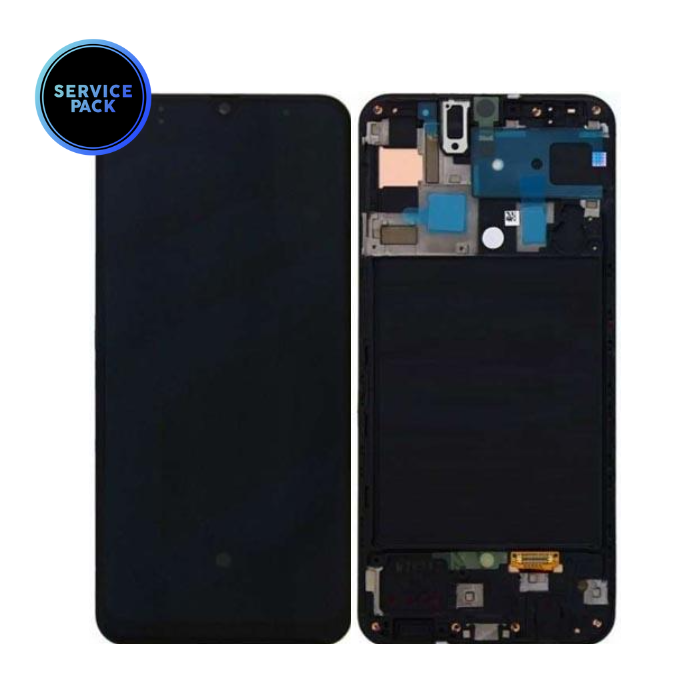 Bloc écran OLED avec châssis pour SAMSUNG A50s - A507 - SERVICE PACK - Noir