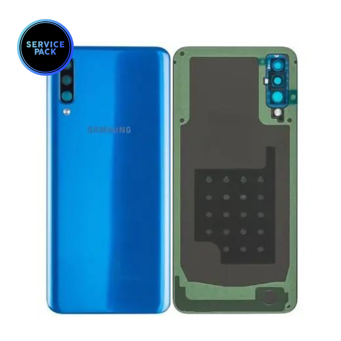 Vitre arrière avec lentille caméra pour SAMSUNG A50 - A505 - SERVICE PACK - Bleu