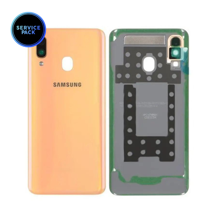 Vitre arrière avec lentille caméra pour SAMSUNG A40 - A405 - SERVICE PACK - Corail