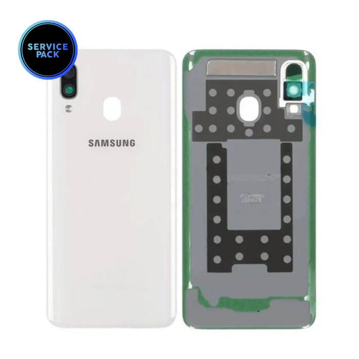 Vitre arrière avec lentille caméra pour SAMSUNG A40 - A405 - SERVICE PACK - Blanc