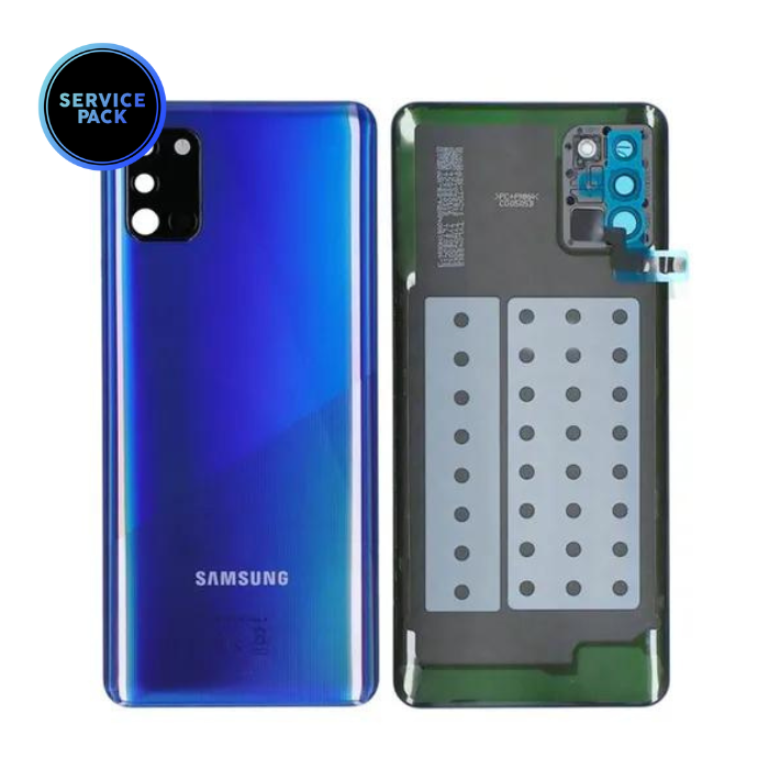 Vitre arrière avec lentille caméra pour SAMSUNG A31 - A315 - SERVICE PACK - Bleu