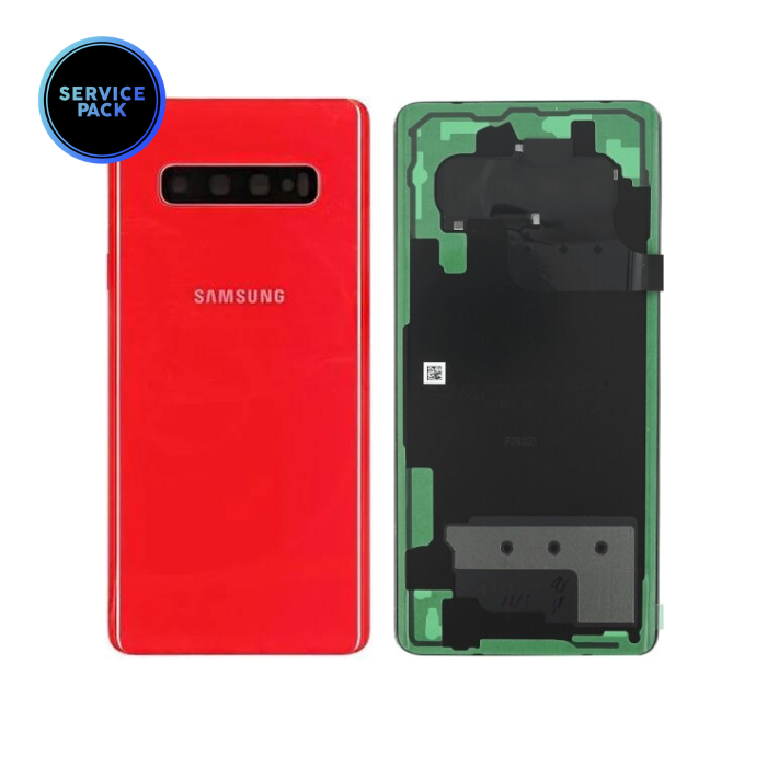 Vitre arrière pour SAMSUNG S10 Plus - G975 - SERVICE PACK - Rouge Cardinal