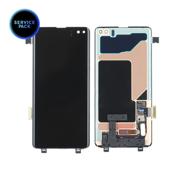 Bloc écran OLED sans châssis pour SAMSUNG S10 Plus - G975 - SERVICE PACK - Noir