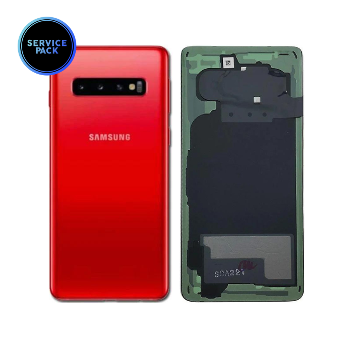 Vitre arrière pour SAMSUNG S10 - G973 - SERVICE PACK - Rouge