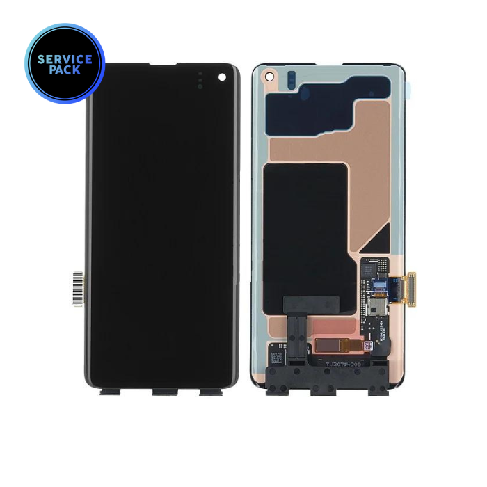 Bloc écran OLED sans châssis pour SAMSUNG S10 - SERVICE PACK - Noir