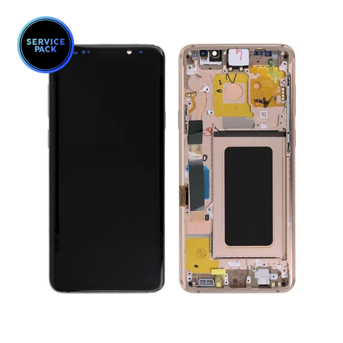 Bloc écran OLED avec châssis pour SAMSUNG S9 Plus - G965 - SERVICE PACK - Or