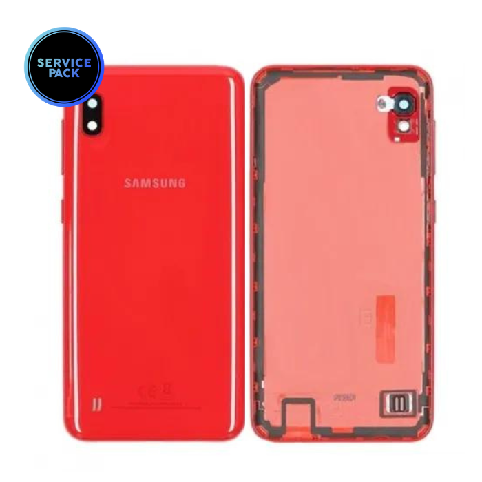 Vitre arrière avec lentille pour SAMSUNG A10 - A105 - SERVICE PACK - Rouge