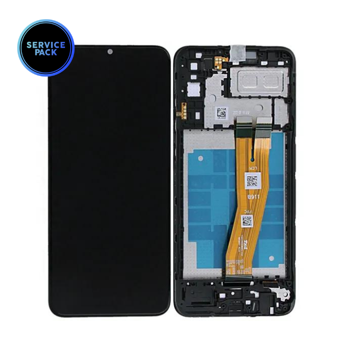 Bloc écran LCD avec châssis pour SAMSUNG A04e - A042 - SERVICE PACK - Noir