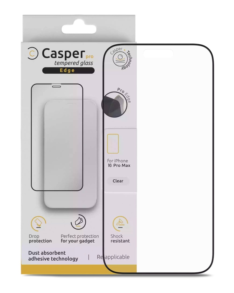 Verre trempé Clair pour iPhone 16 Pro Max - Apple - Casper Pro Edge