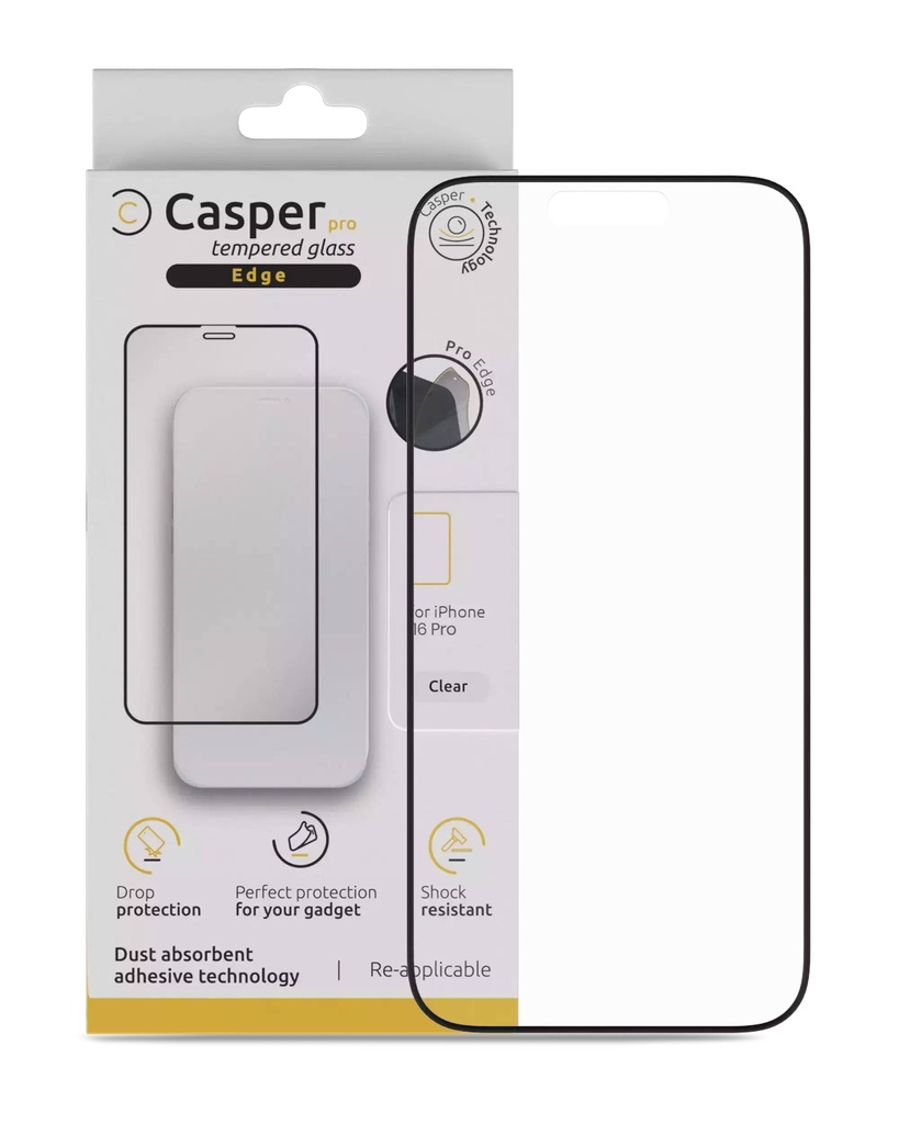 Verre trempé Clair pour iPhone 16 Pro - Apple - Casper Pro Edge