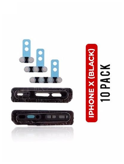 Lot de 10 Grilles anti-poussière micro et haut parleur pour iPhone X - Noir