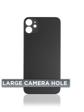 Vitre arrière Pour iPhone 11 - Sans logo - Large Camera Hole - Noir