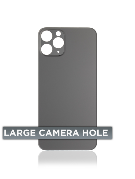 Vitre arrière pour iPhone 11 Pro - Sans logo - Large Camera Hole - Gris sidéral