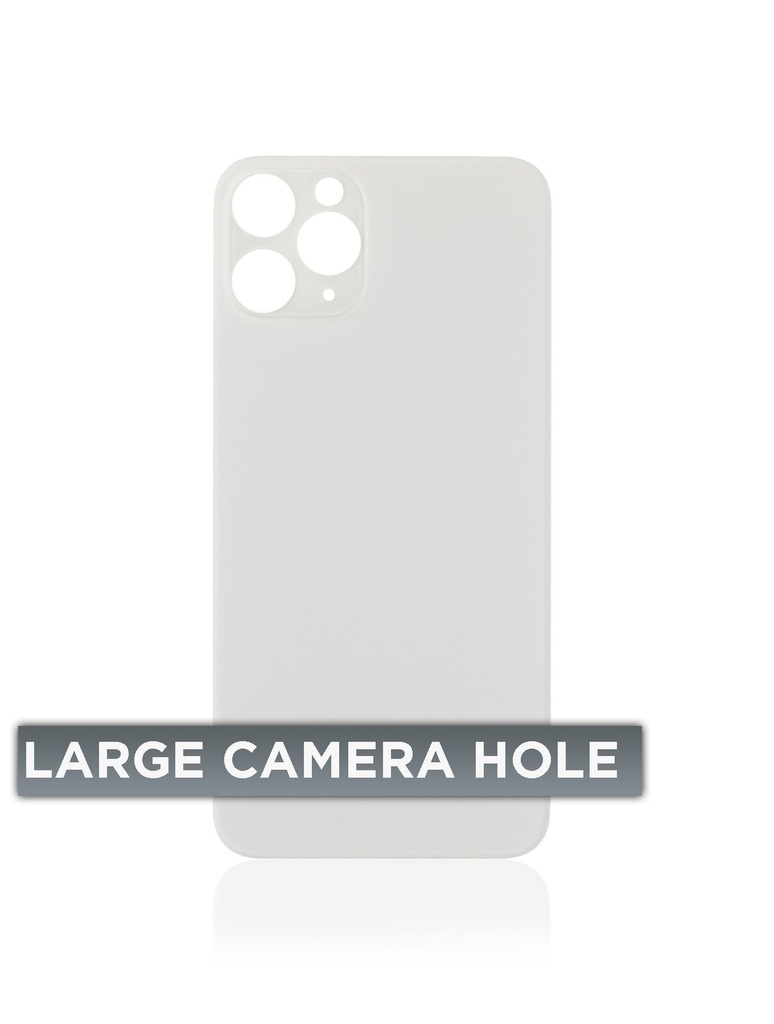 Vitre arrière pour iPhone 11 Pro Max - Sans logo - Large Camera Hole - Argent