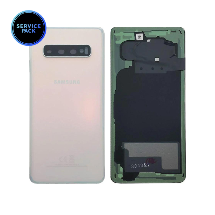 Vitre arrière pour SAMSUNG S10 - G973F - SERVICE PACK - Blanc Prisme