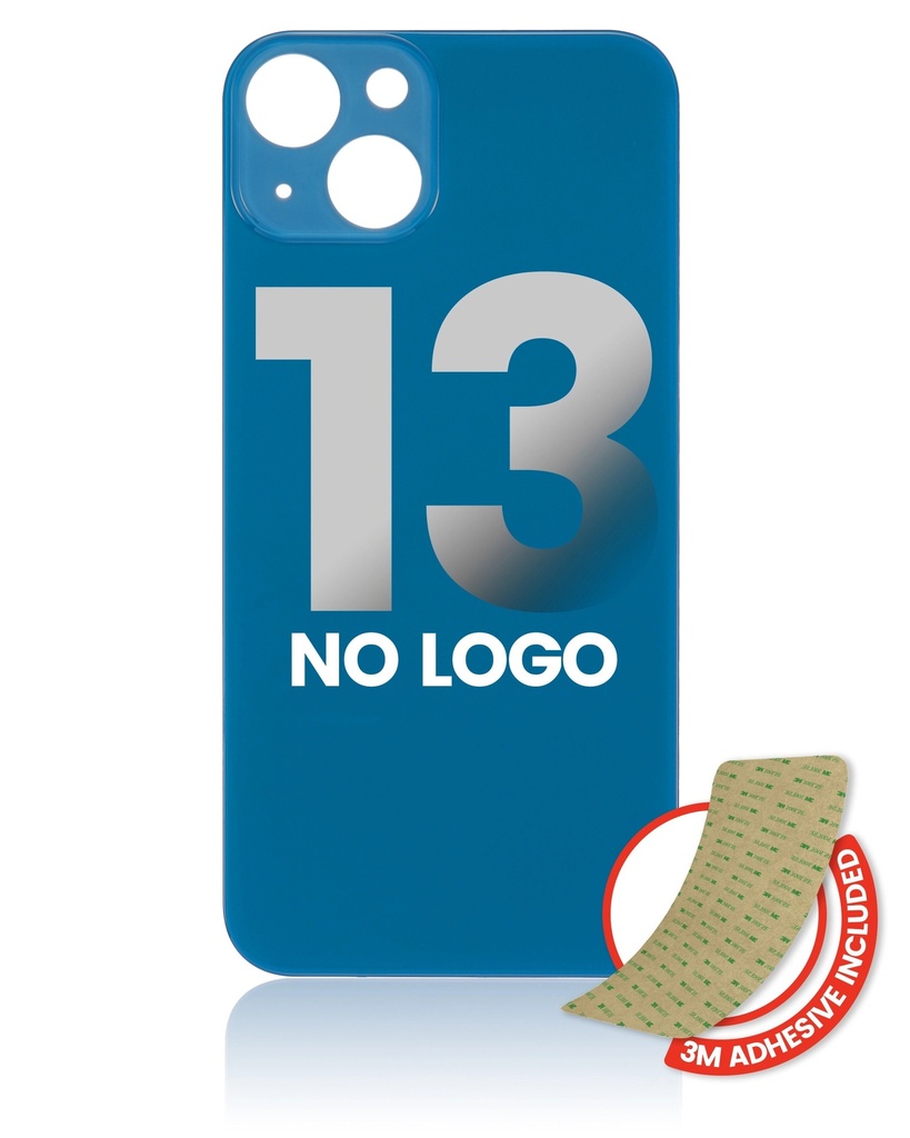 Vitre arrière compatible pour iPhone 13 - Sans logo - Bleu