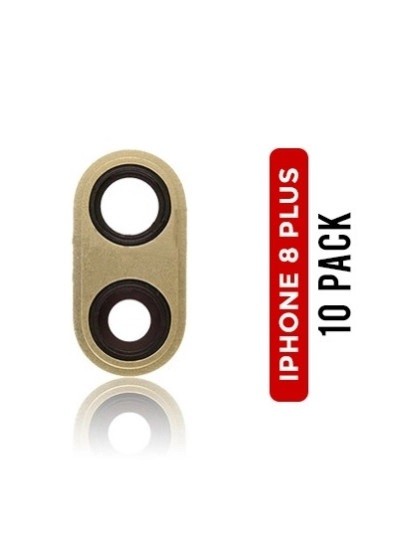 Lot de 10 lentilles caméra arrière avec support compatibles iPhone 8 Plus - Or