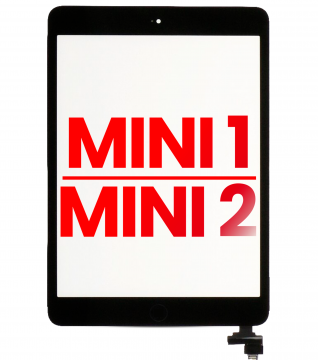 Vitre tactile compatible iPad Mini 1 - iPad Mini 2 avec bouton Home - Aftermarket Plus - Noir