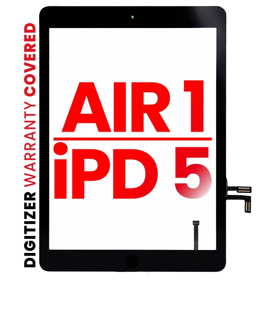 Vitre tactile compatible pour iPad Air 1 / iPad 5 avec bouton Home (compatible iPad Air 1) - XO7 - Noir